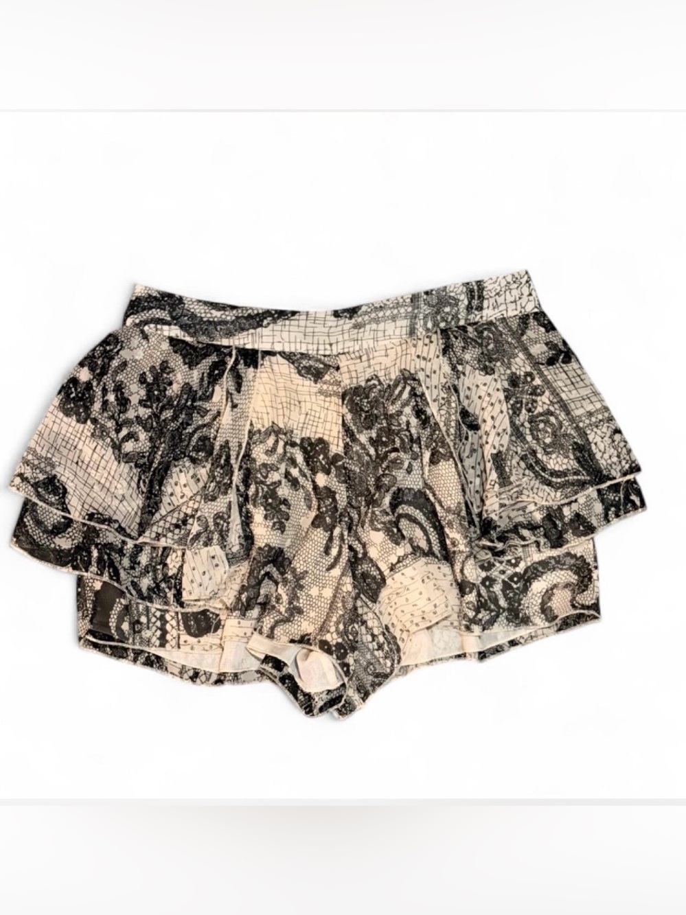 Roommates Y2K Beige & Black Floral & Paisley Print Skort Sz S